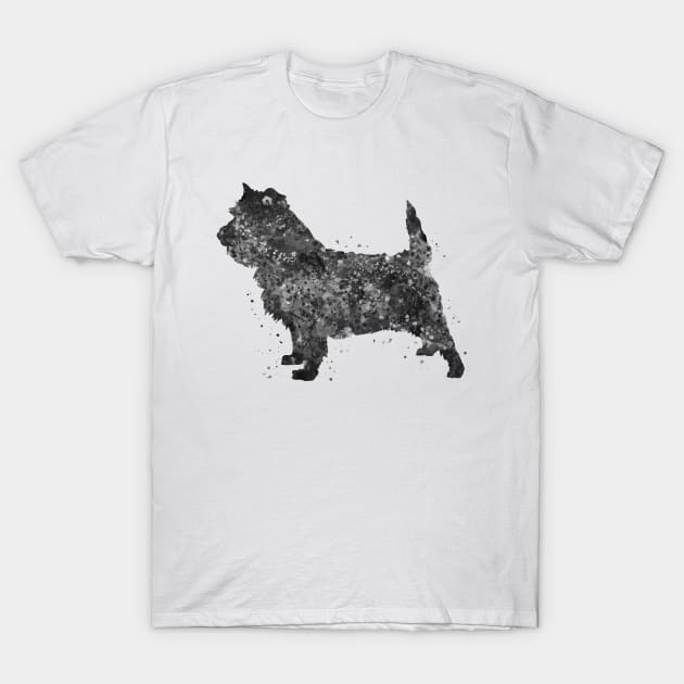 Cairn Terrier dog watercolor black and white T-Shirt by Yahya Art